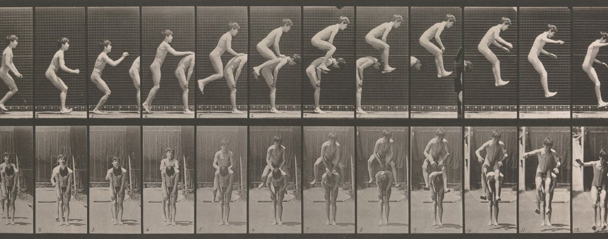 "Boys Playing Leapfrog" (1883-1886) des amerikanischen Erfinders Eadweard Muybridge