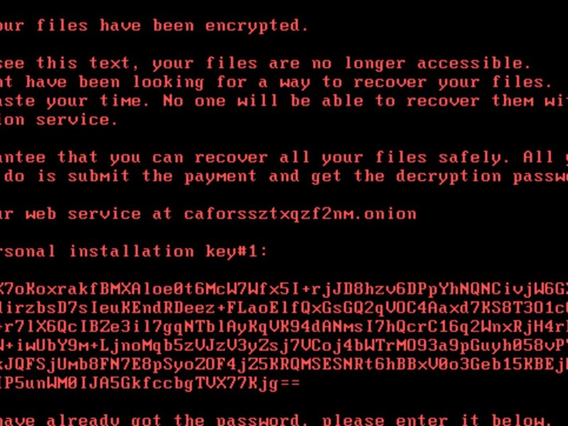 Bildschirm bei einer Ransomware-Attacke