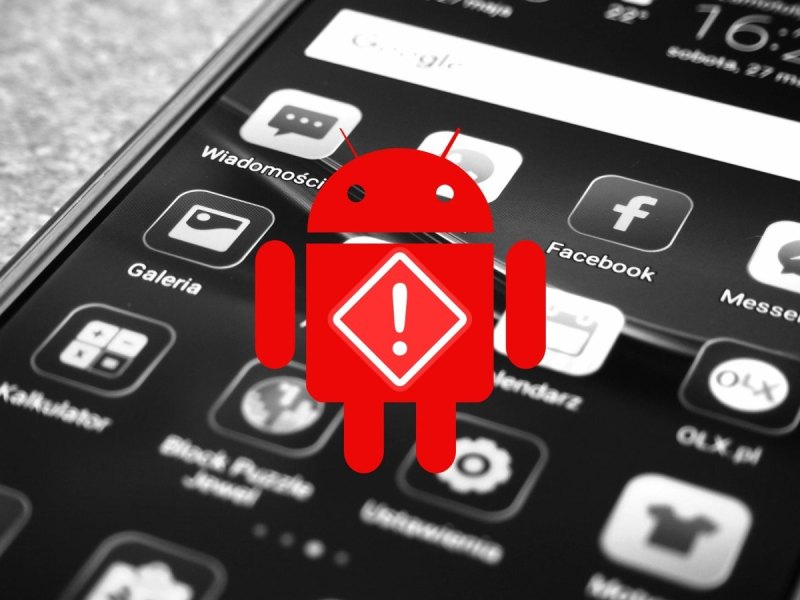 Android-Logo mit Gefahrenzeichen