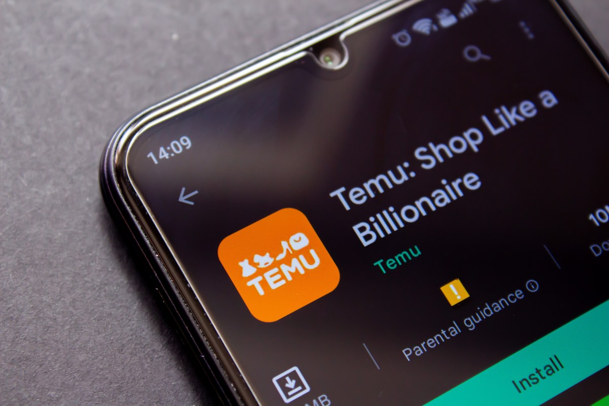 Shopping-App Temu auf Smartphone geÃ¶ffnet.