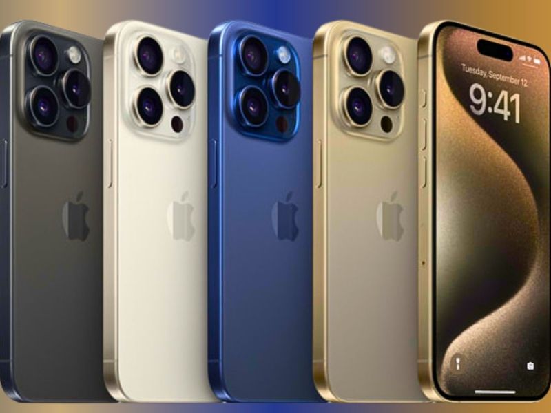 iPhone 15 Pro Max vor einem Farbverlauf