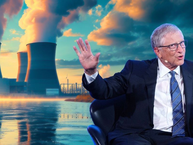 Bill Gates vor einem Atomkraftwerk