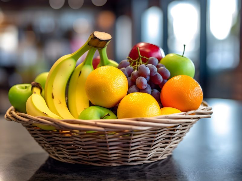 Obstkorb auf einer Küchentheke