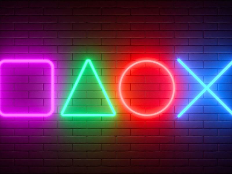 PlayStation-Buttons aus Neonröhren