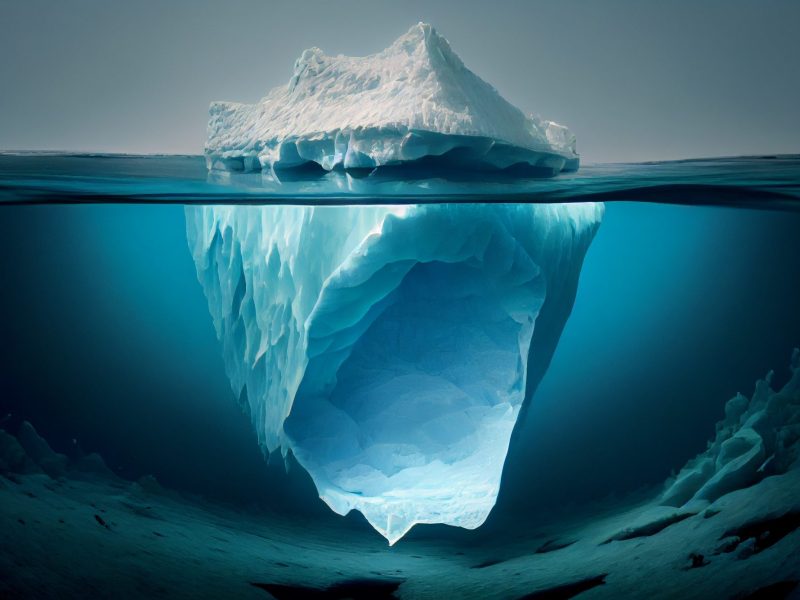 Illustration eines Eisbergs im Wasser.