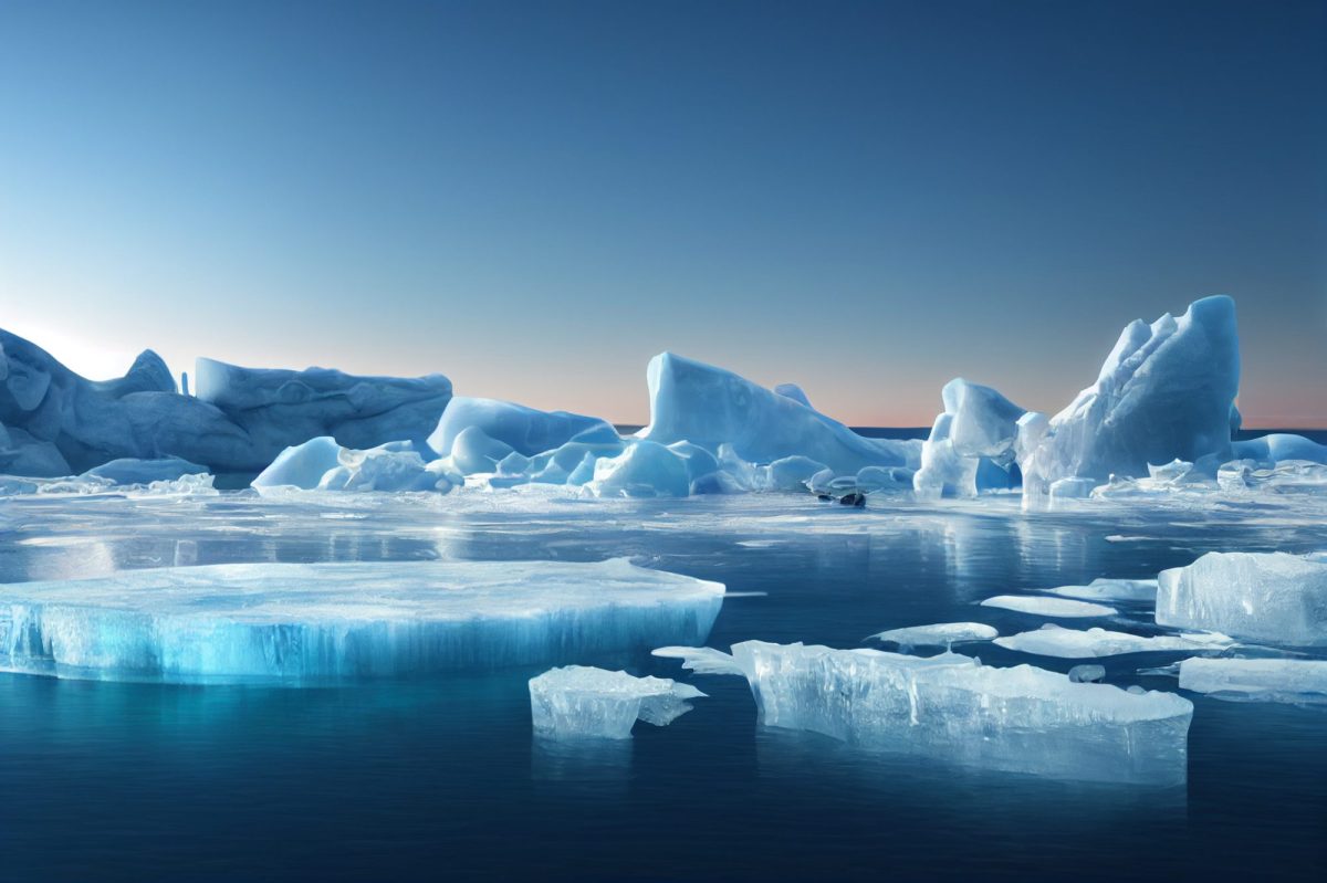 Eischollen treiben im Wasser der Antarktis.