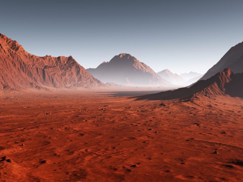 3D-Illustration einer Landschaft auf dem Mars.