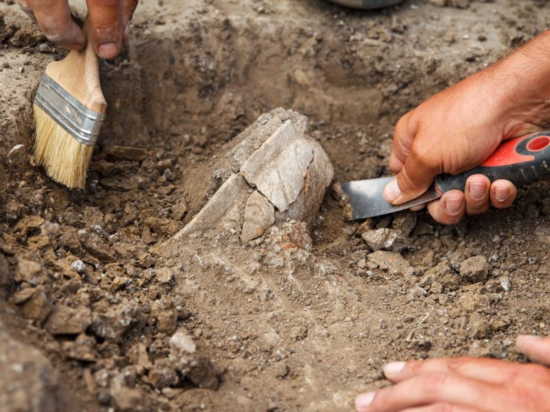 Personen graben einen archäologischen Fund aus. (Symbolbild)