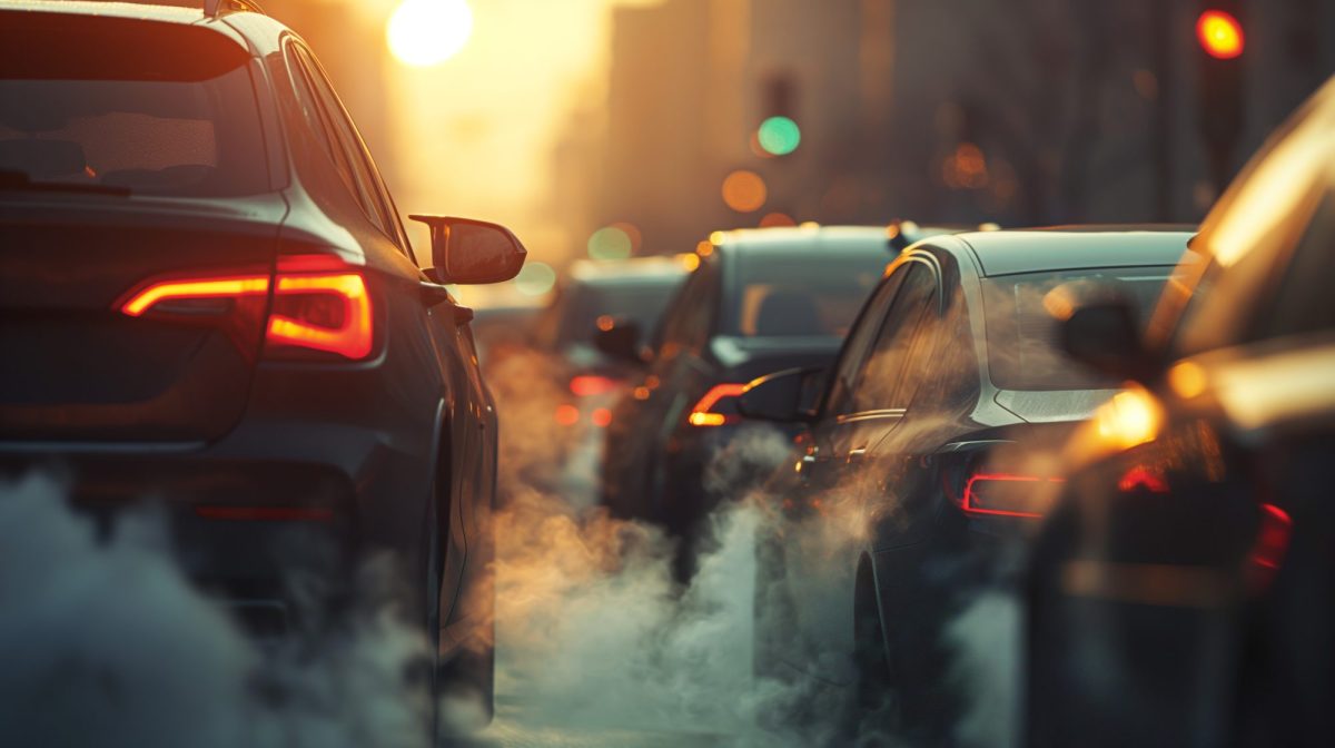 Autos im Stau im Stadtverkehr.