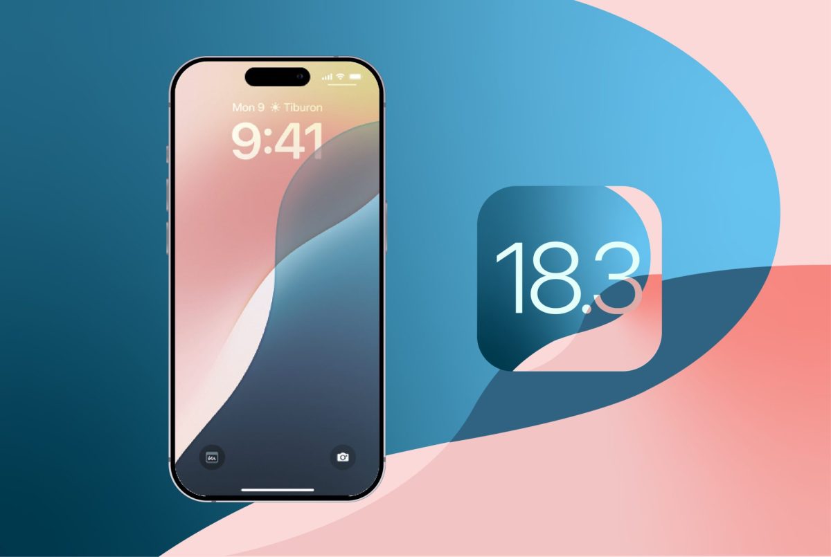 Abbildung eines iPhones neben dem iOS 18.3-Logo.