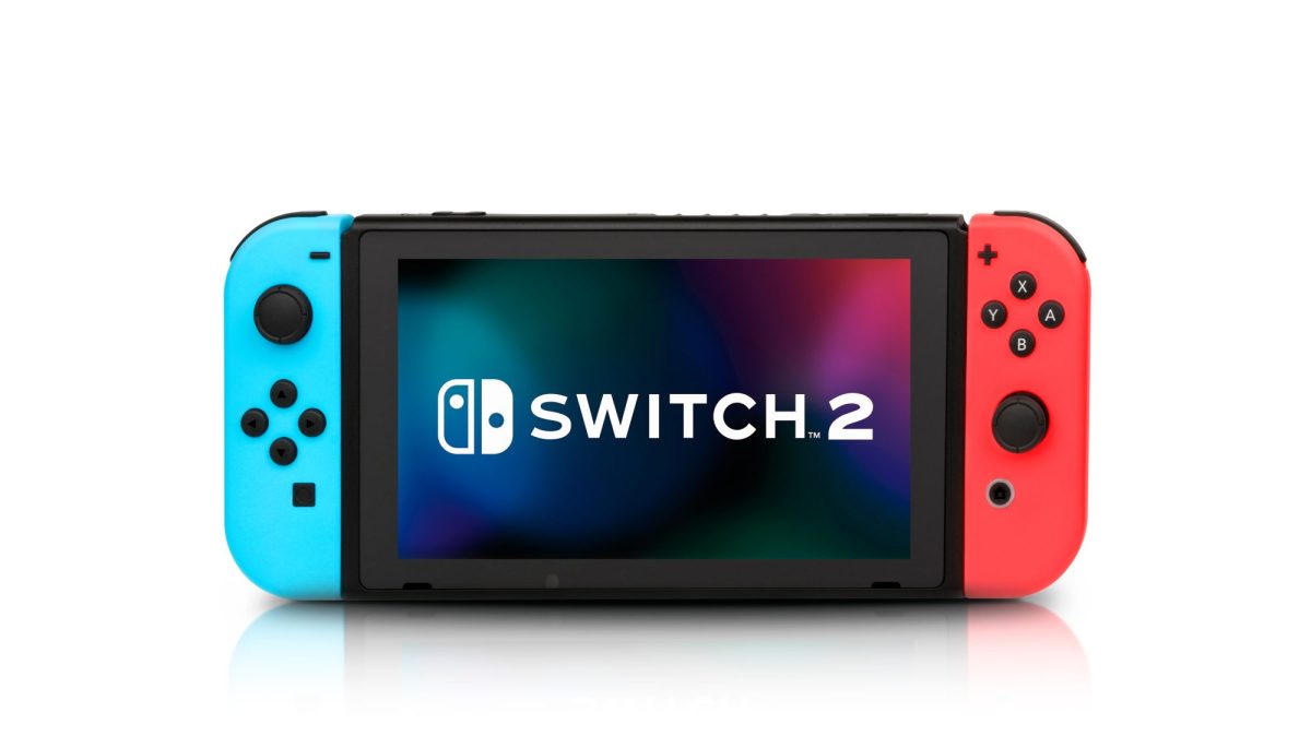 Nintendo Switch vor weiÃŸem Hintergrund. Auf dem Bildschirm steht 