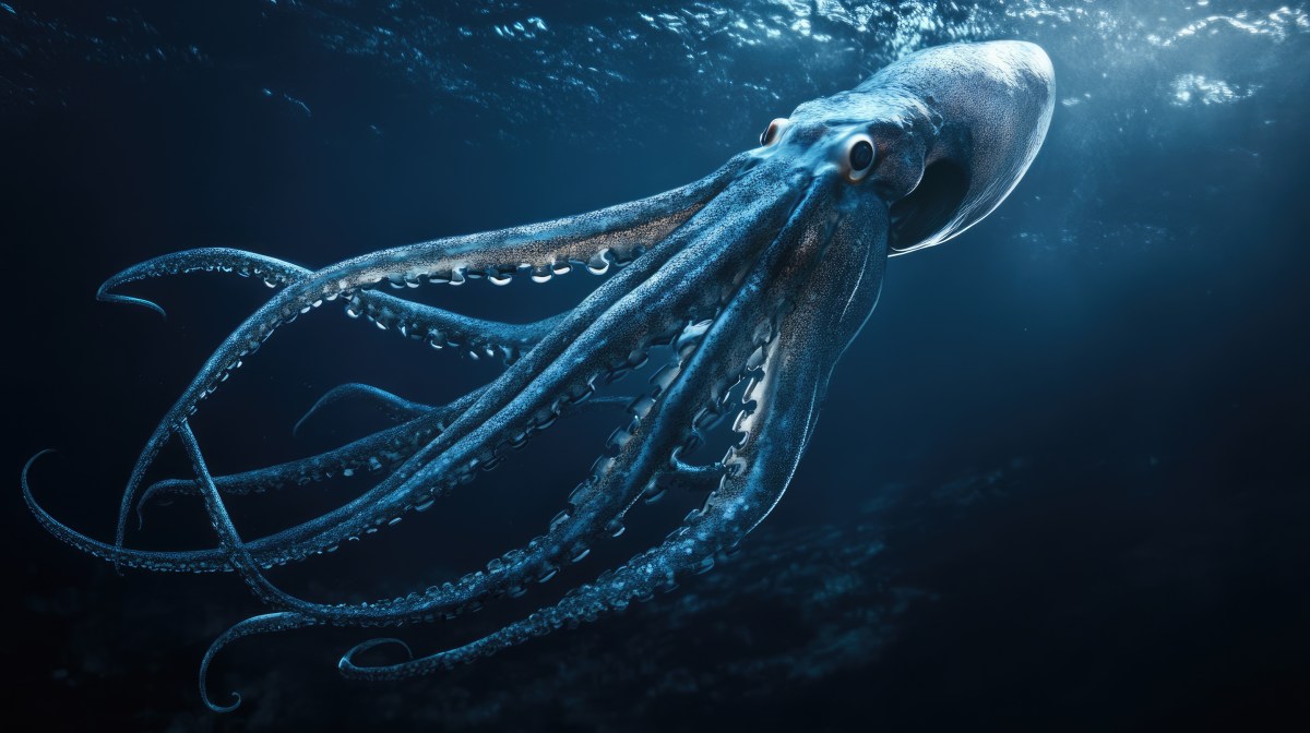 KI-generiertes Bild eines Kraken in der Tiefsee.