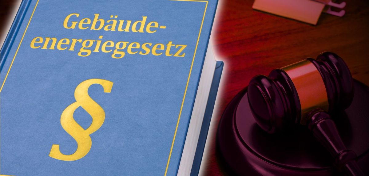 GebÃ¤udeenergiegesetz-Buch neben einem Richterhammer