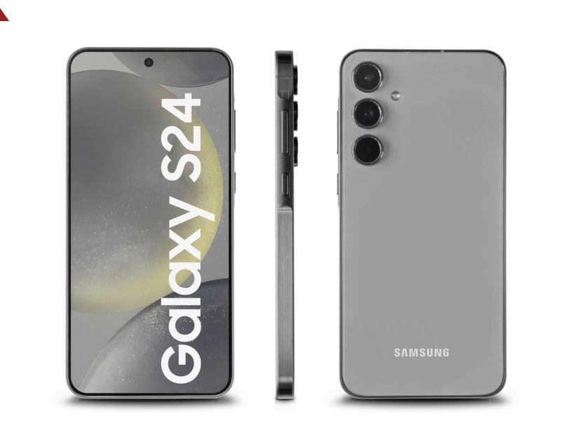 Samsung Galaxy S24 abgebildet von vorne, hinten und der Seite.