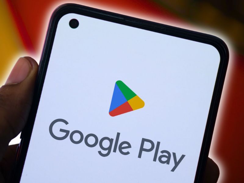 Google Play-Logo auf einem Smartphone