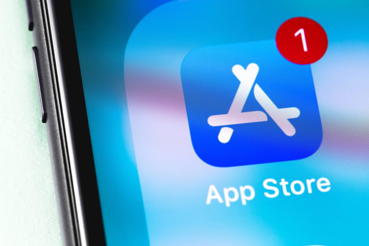 Icon des Apple-App-Stores. Eine rote Eins markiert eine Neuigkeit.