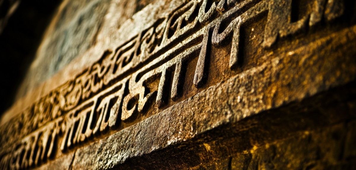 Tamil: Alte Schrift an den WÃ¤nden des Brihadisvara-Tempels in Thanjavur eingemeiÃŸelt