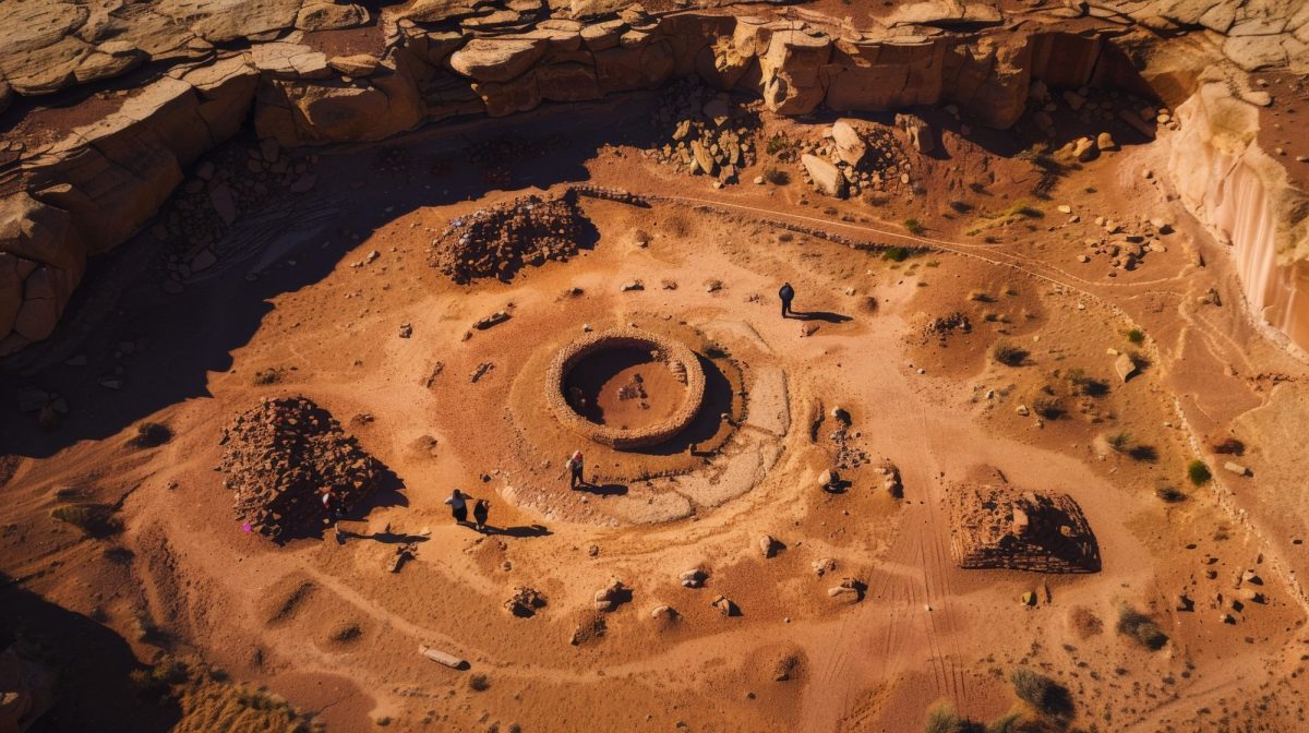 KI-generiertes Bild von Ruinen in der PrÃ¤rie von New Mexico.