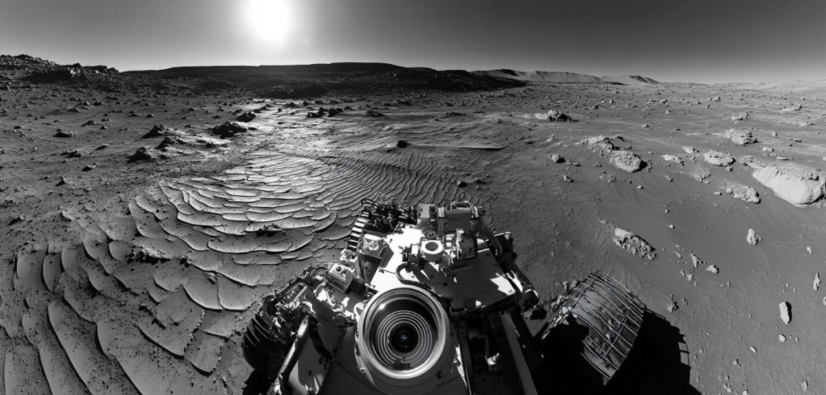 Ein Mars-Rover fÃ¤hrt Ã¼ber marsianische Landschaft (KI-generiertes Bild)