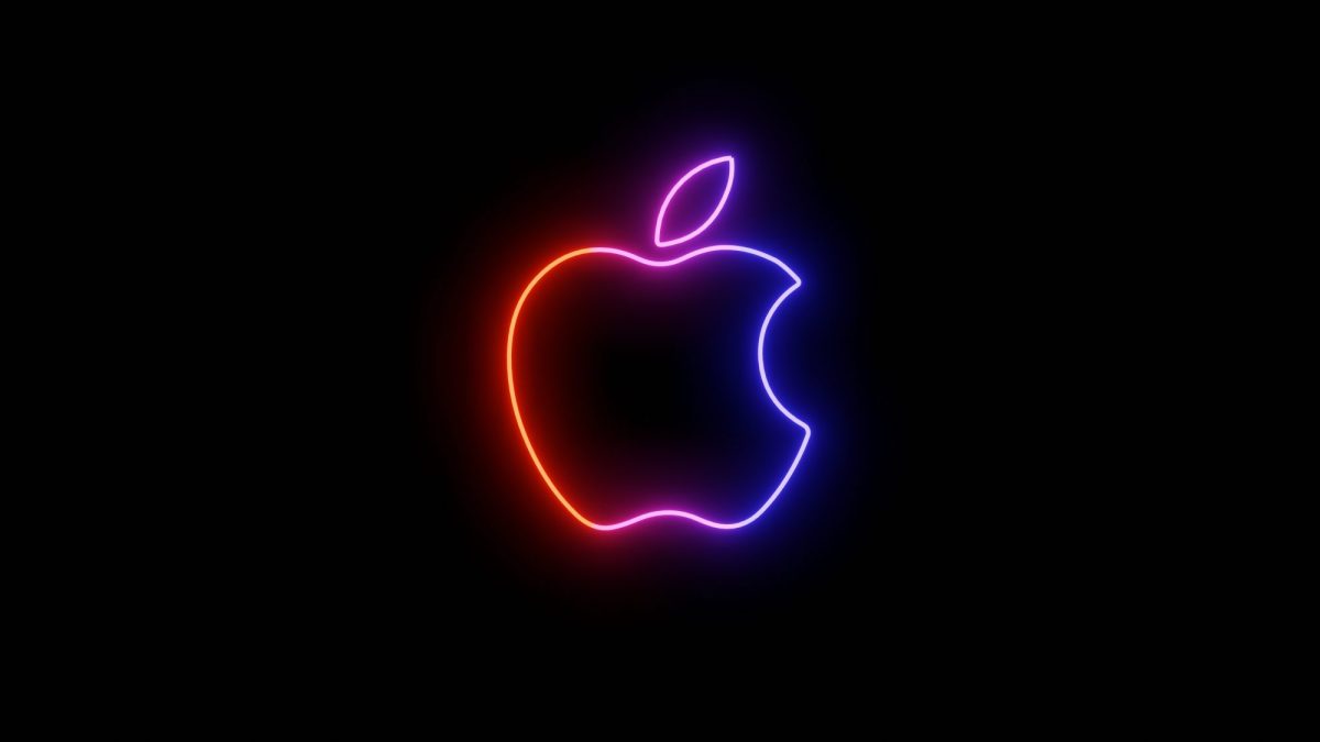 Apple-Logo auf schwarzem Grund.