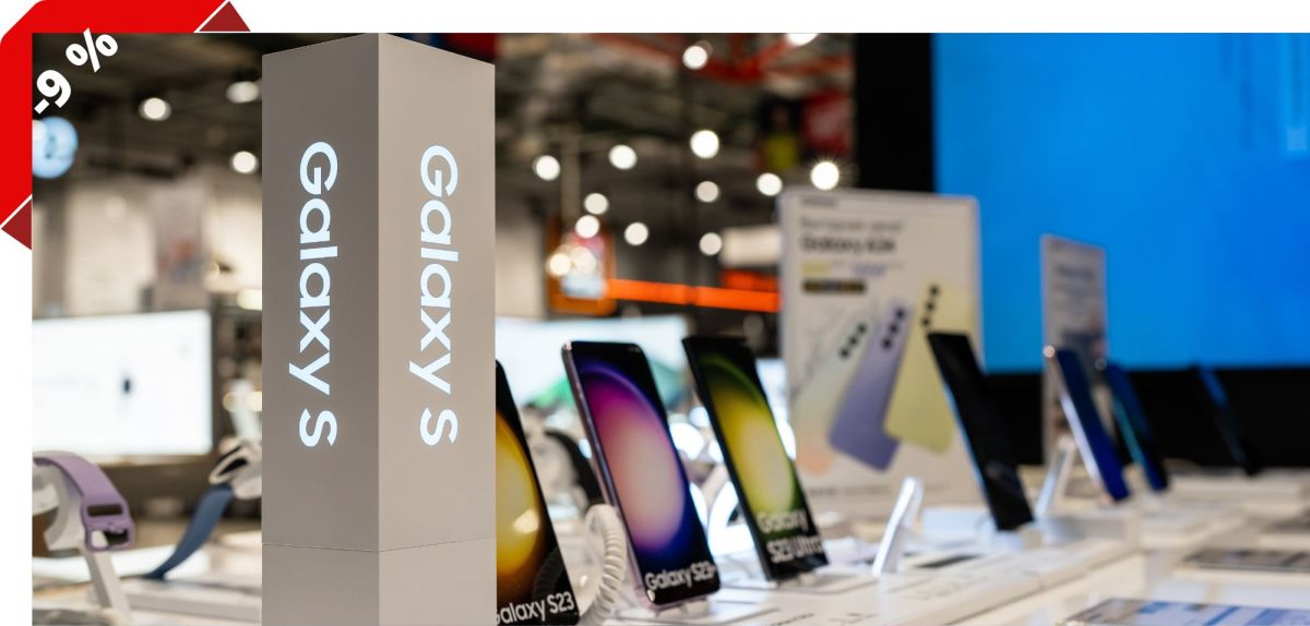 Samsung-Galaxy-Stand in einem GeschÃ¤ft.